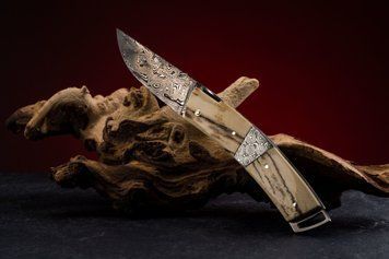 Нож со складным лезвием Le Thiers Gentleman, дамаск, мамонт и центральный усилитель