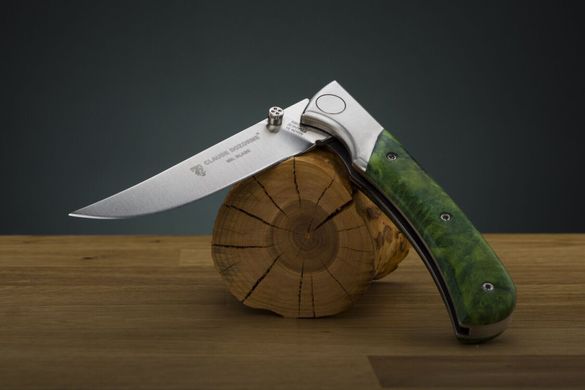 Охотничий складной нож ЕОК с ручкой из зеленого тополя.