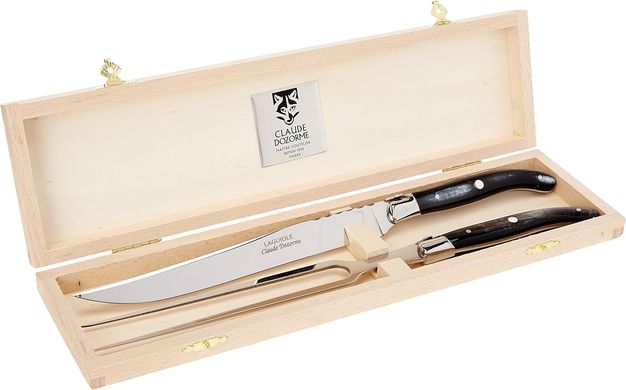 Laguiole Сервисный набор нож+вилка ручка из чорного рога