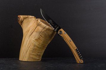 Thiers карманный нож + штопор ручка из оливкового дерева и черное лезвие