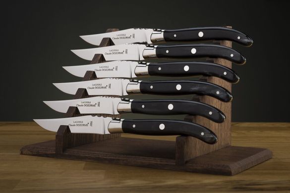 Набор из 6 ножей Laguiole из нержавеющей стали с ручкой из черного рога