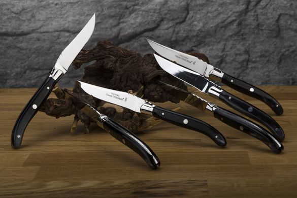 Набор из 6 ножей Laguiole из нержавеющей стали с ручкой из черного рога